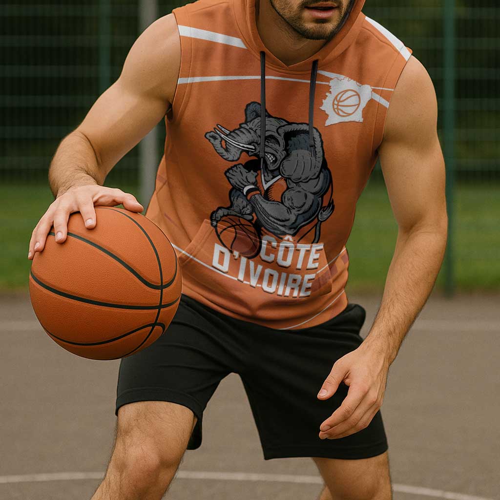 Ivory Coast Basketball Custom Sleeveless Hoodie Allez Les Elephants - Wonder Print Shop