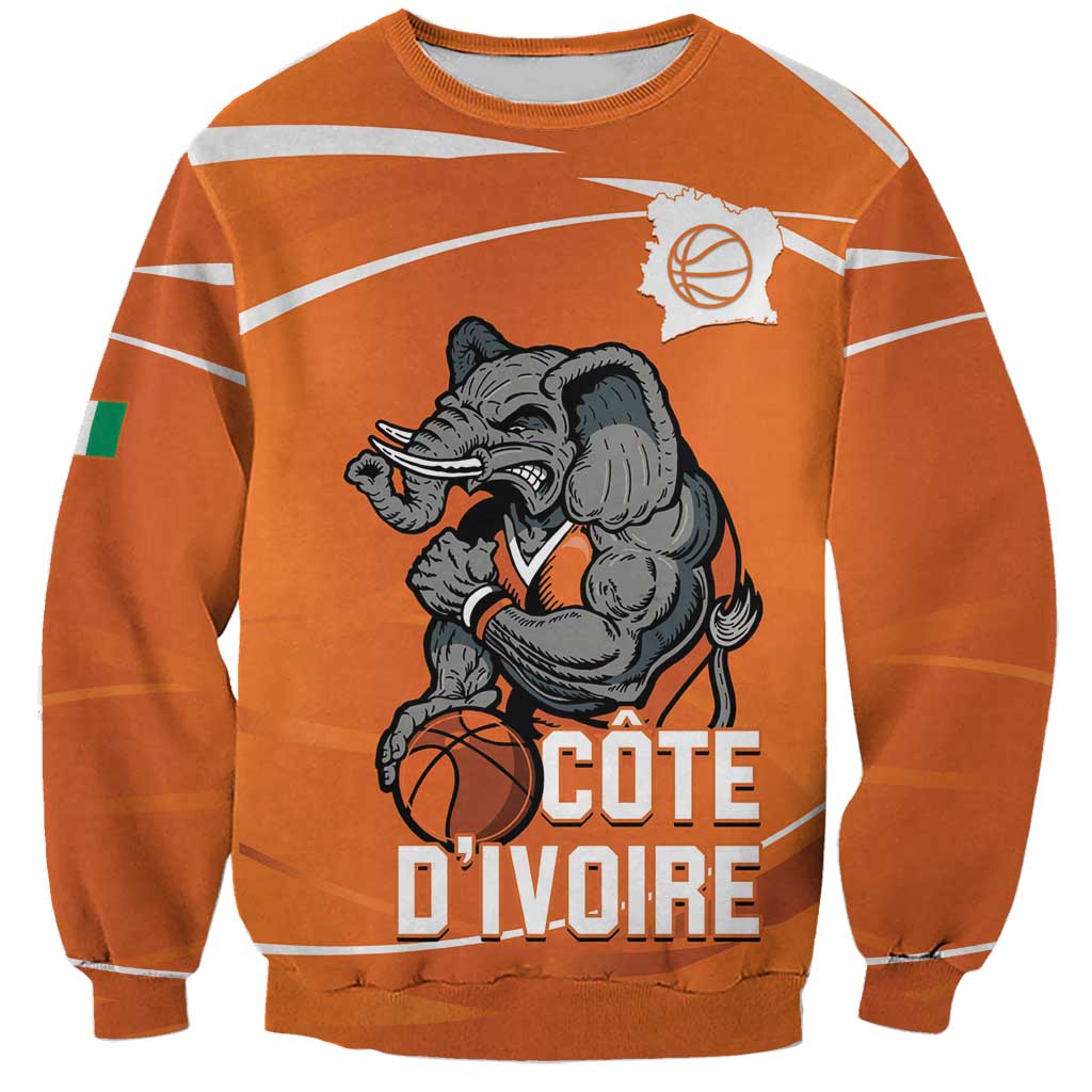 Ivory Coast Basketball Custom Sweatshirt Allez Les Elephants - Wonder Print Shop
