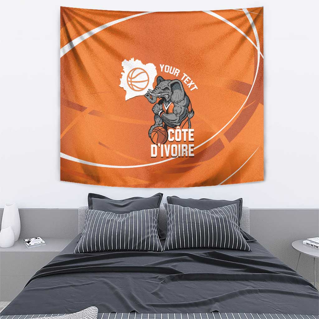 Ivory Coast Basketball Custom Tapestry Allez Les Elephants - Wonder Print Shop