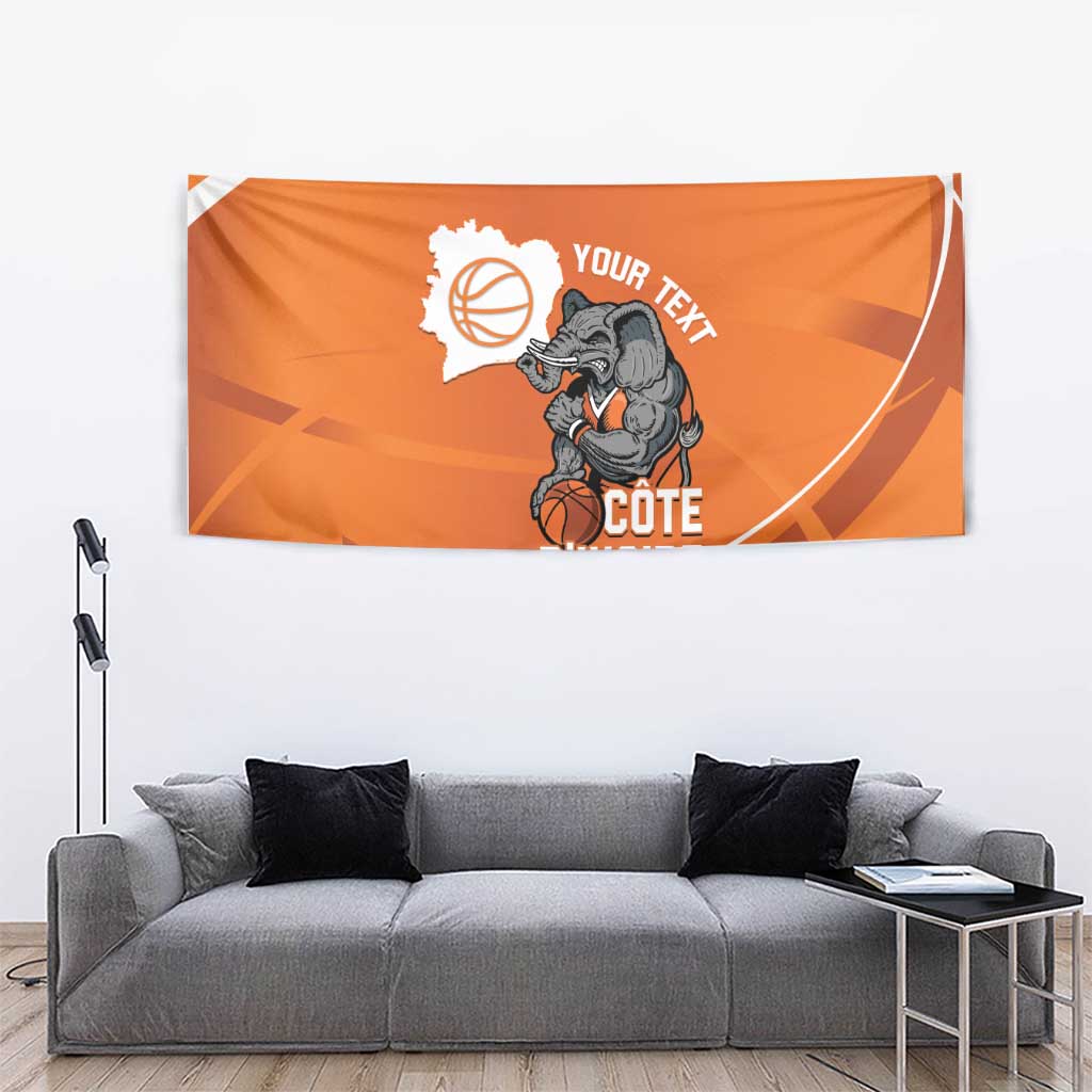 Ivory Coast Basketball Custom Tapestry Allez Les Elephants - Wonder Print Shop