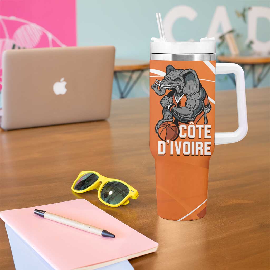 Ivory Coast Basketball Custom Tumbler With Handle Allez Les Elephants - Wonder Print Shop