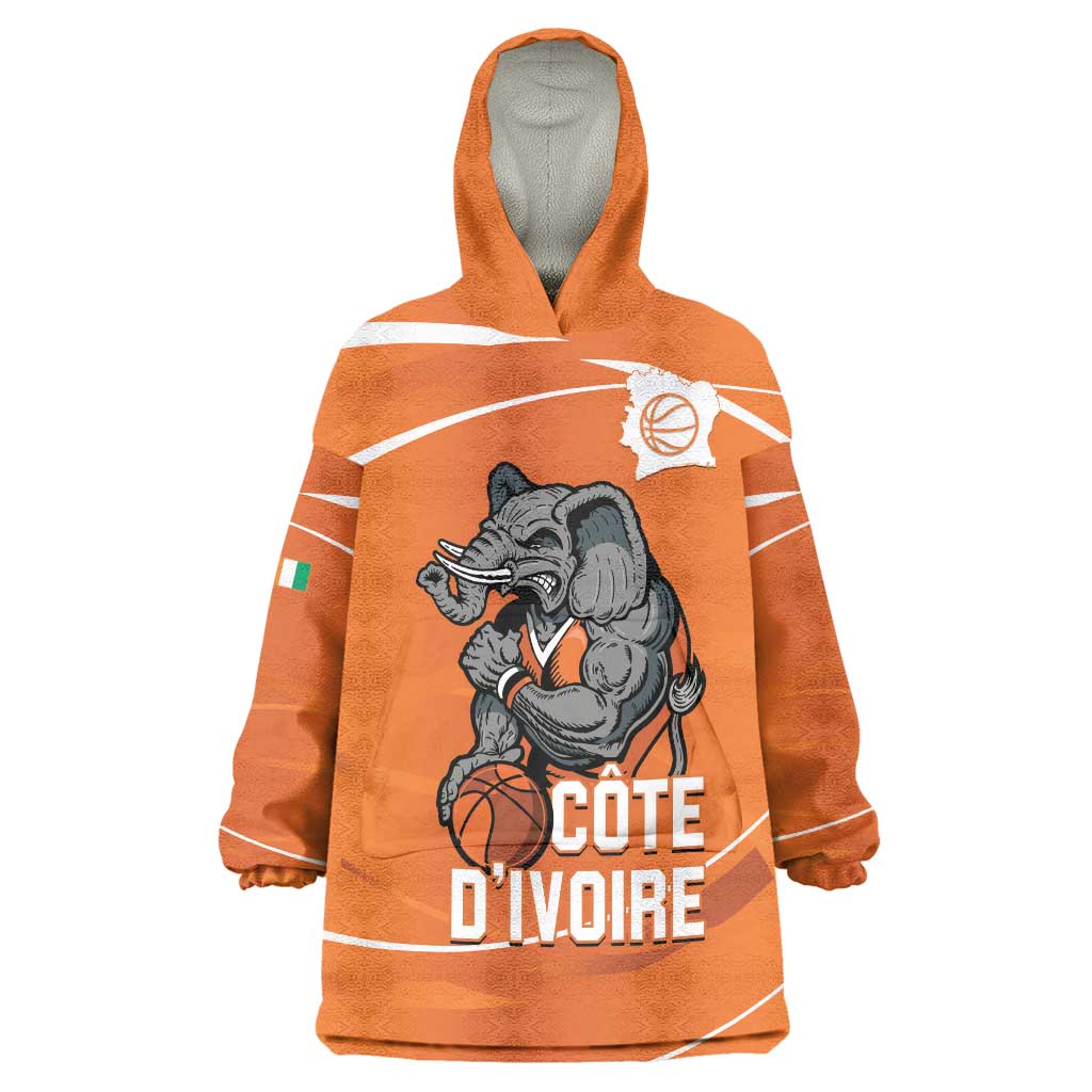 Ivory Coast Basketball Custom Wearable Blanket Hoodie Allez Les Elephants - Wonder Print Shop