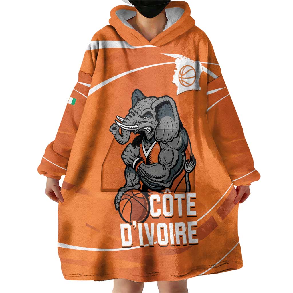 Ivory Coast Basketball Custom Wearable Blanket Hoodie Allez Les Elephants - Wonder Print Shop