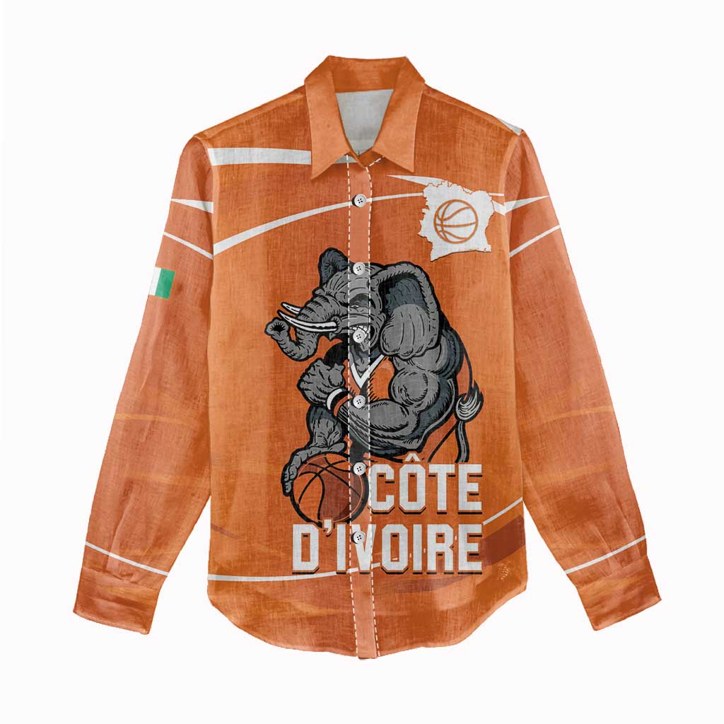 Ivory Coast Basketball Custom Women Casual Shirt Allez Les Elephants - Wonder Print Shop