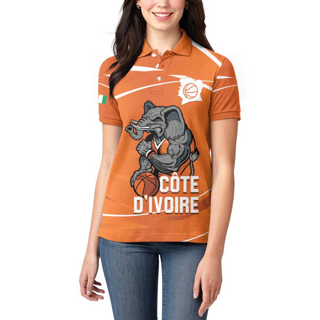 Ivory Coast Basketball Custom Women Polo Shirt Allez Les Elephants - Wonder Print Shop