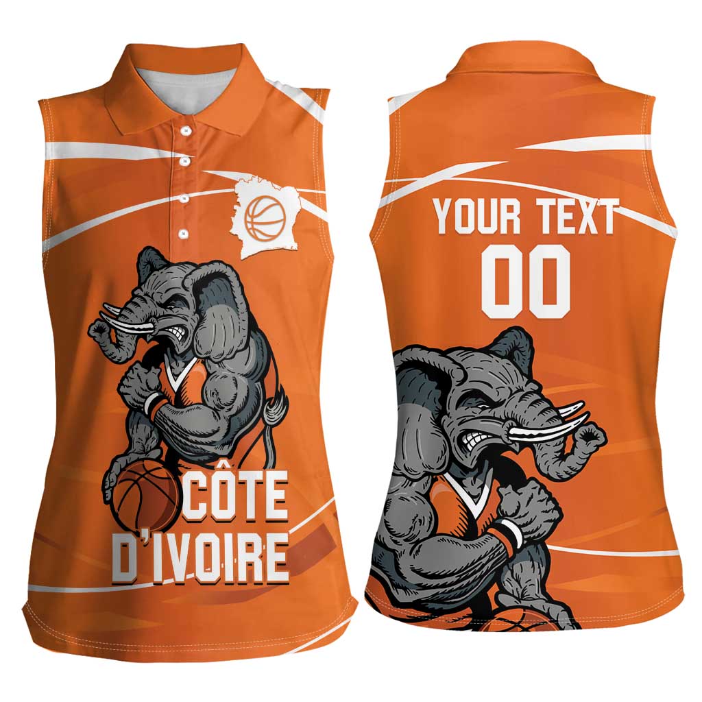 Ivory Coast Basketball Custom Women Sleeveless Polo Shirt Allez Les Elephants - Wonder Print Shop