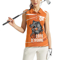 Ivory Coast Basketball Custom Women Sleeveless Polo Shirt Allez Les Elephants - Wonder Print Shop