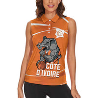 Ivory Coast Basketball Custom Women Sleeveless Polo Shirt Allez Les Elephants - Wonder Print Shop
