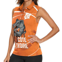 Ivory Coast Basketball Custom Women Sleeveless Polo Shirt Allez Les Elephants - Wonder Print Shop