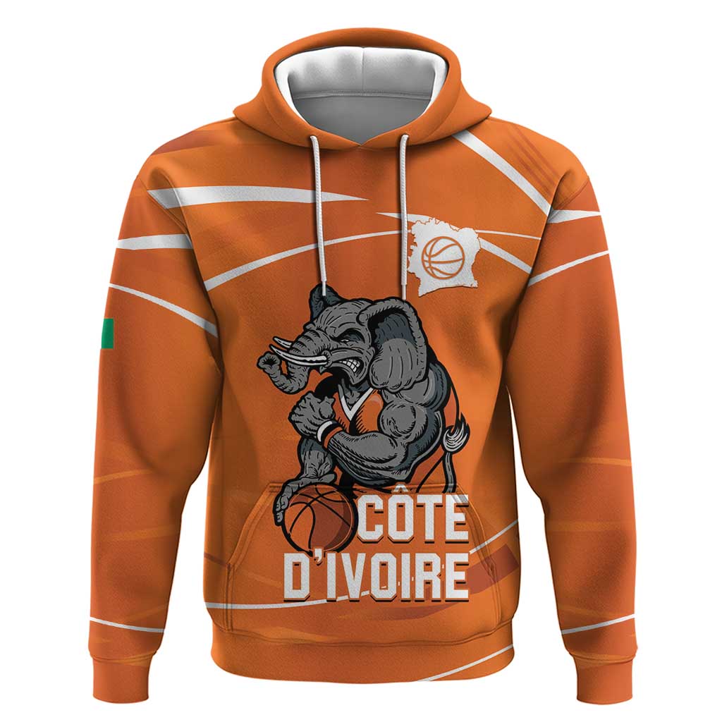 Ivory Coast Basketball Custom Zip Hoodie Allez Les Elephants - Wonder Print Shop