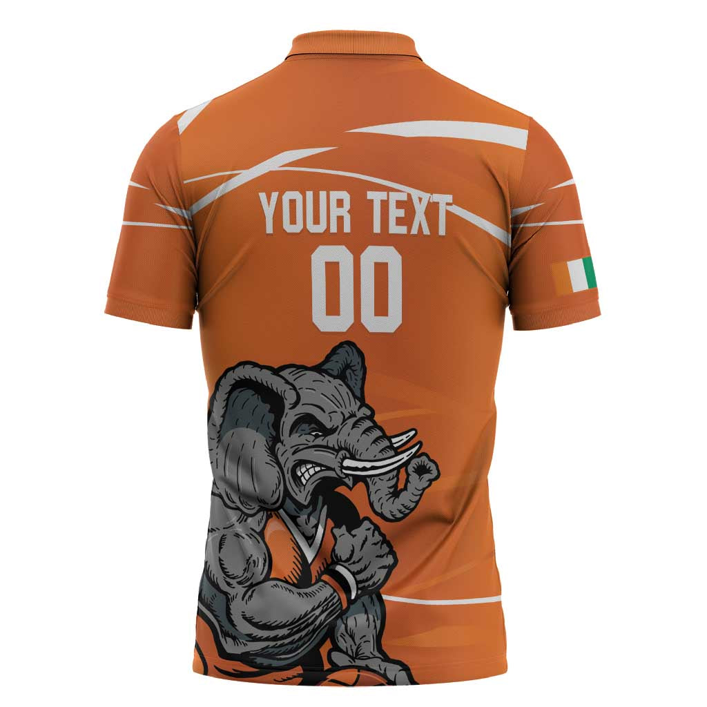 Ivory Coast Basketball Custom Zipper Polo Shirt Allez Les Elephants - Wonder Print Shop