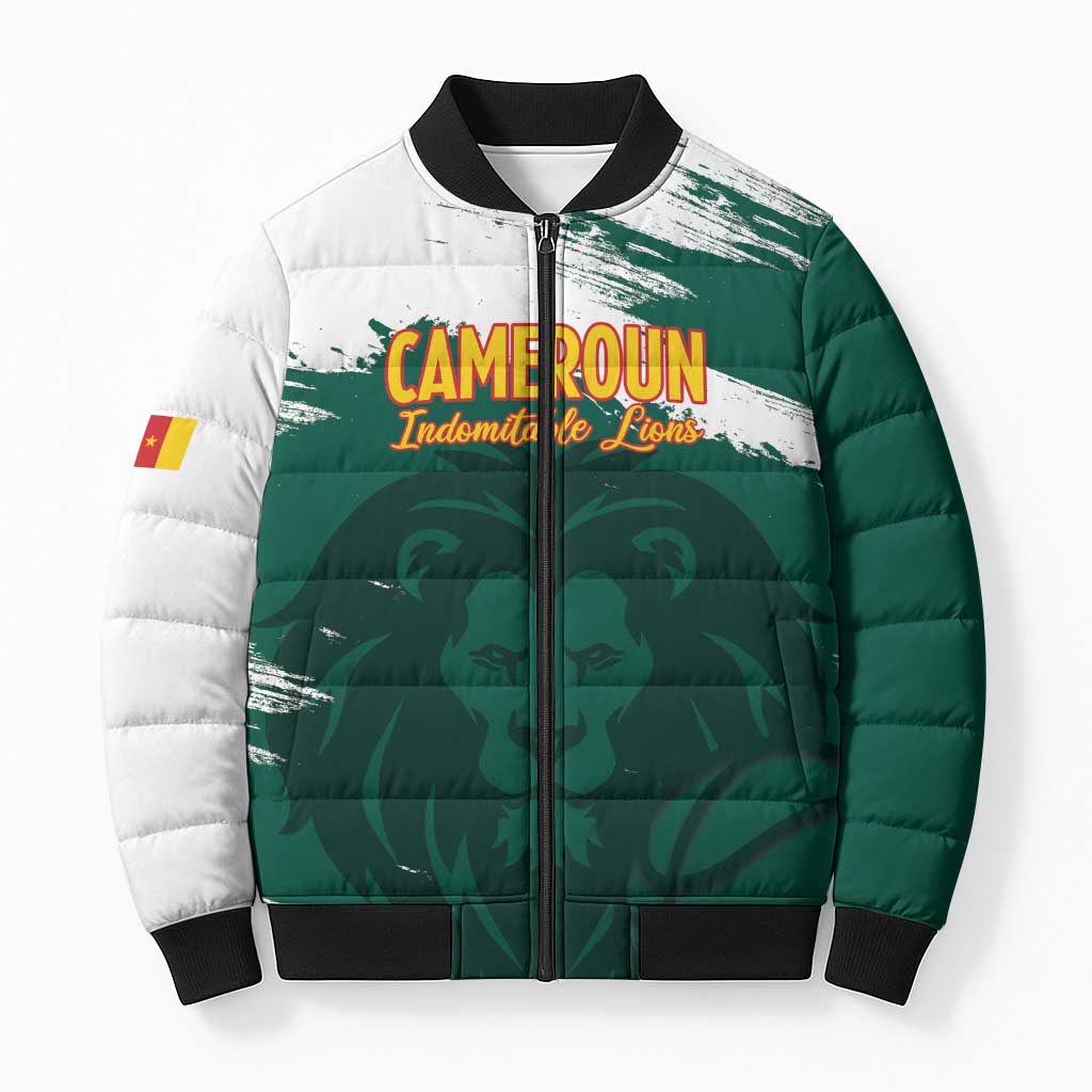 Cameroon Basketball Custom Bomber Puffer Jacket Come On Indomitable Lions - Wonder Print Shop