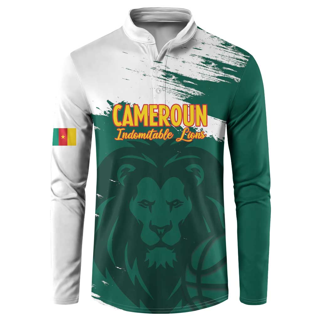 Cameroon Basketball Custom Button Sweatshirt Come On Indomitable Lions - Wonder Print Shop