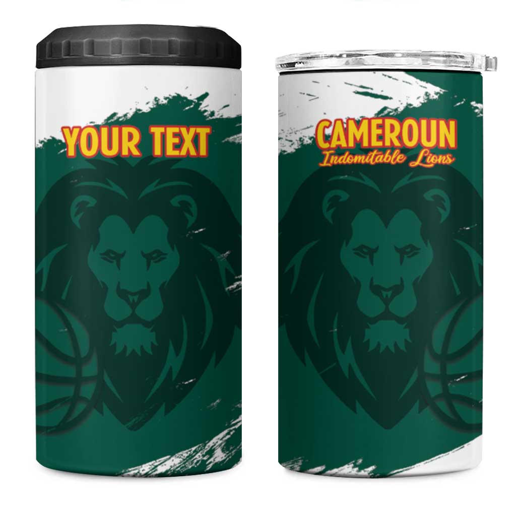 Cameroon Basketball Custom 4 in 1 Can Cooler Tumbler Come On Indomitable Lions - Wonder Print Shop