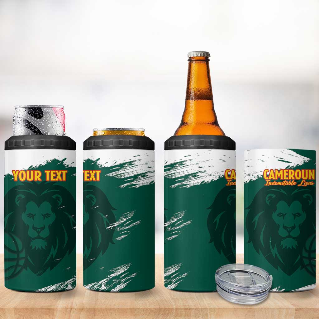 Cameroon Basketball Custom 4 in 1 Can Cooler Tumbler Come On Indomitable Lions - Wonder Print Shop