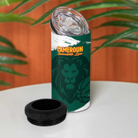 Cameroon Basketball Custom 4 in 1 Can Cooler Tumbler Come On Indomitable Lions - Wonder Print Shop