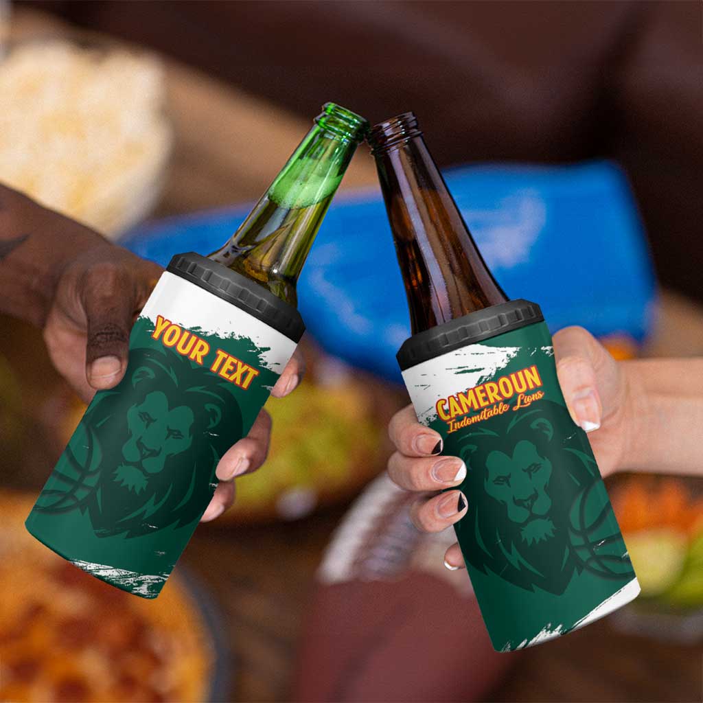 Cameroon Basketball Custom 4 in 1 Can Cooler Tumbler Come On Indomitable Lions - Wonder Print Shop