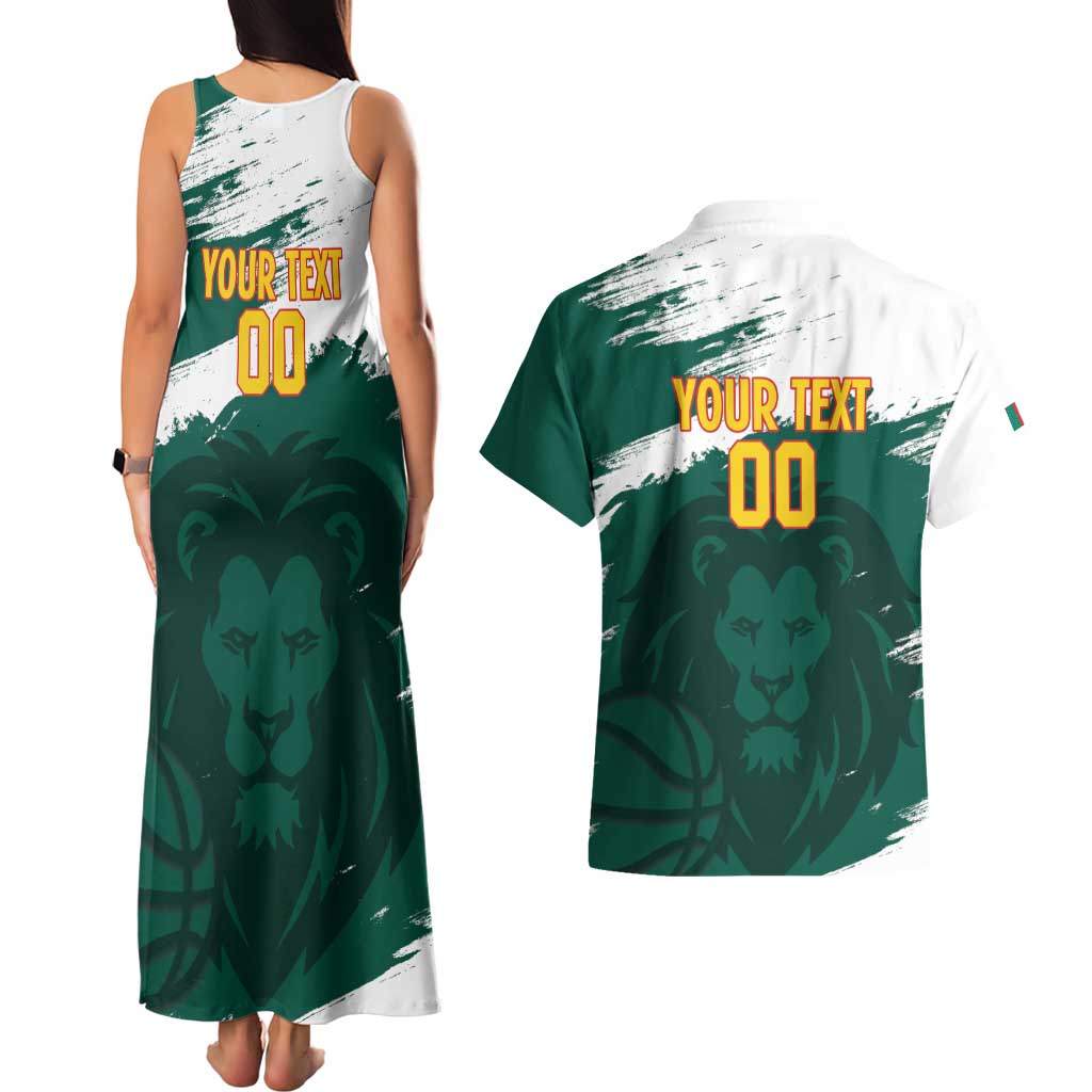 Cameroon Basketball Custom Couples Matching Tank Maxi Dress and Hawaiian Shirt Come On Indomitable Lions - Wonder Print Shop