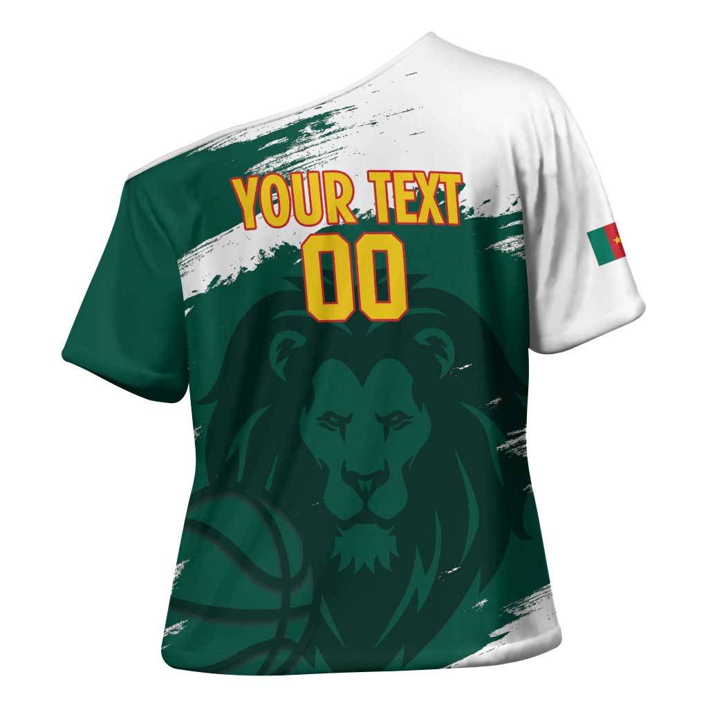 Cameroon Basketball Custom Cross Shoulder Shirt Come On Indomitable Lions - Wonder Print Shop