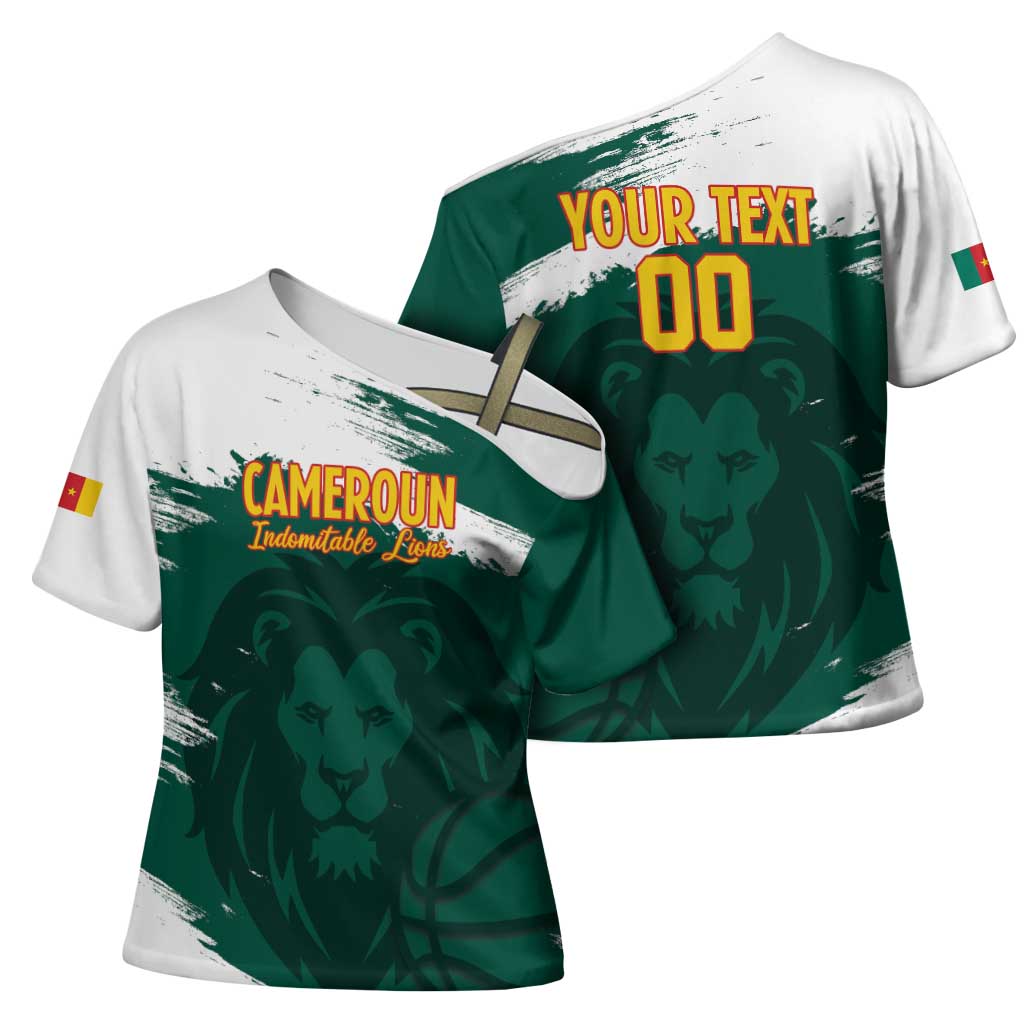Cameroon Basketball Custom Cross Shoulder Shirt Come On Indomitable Lions - Wonder Print Shop