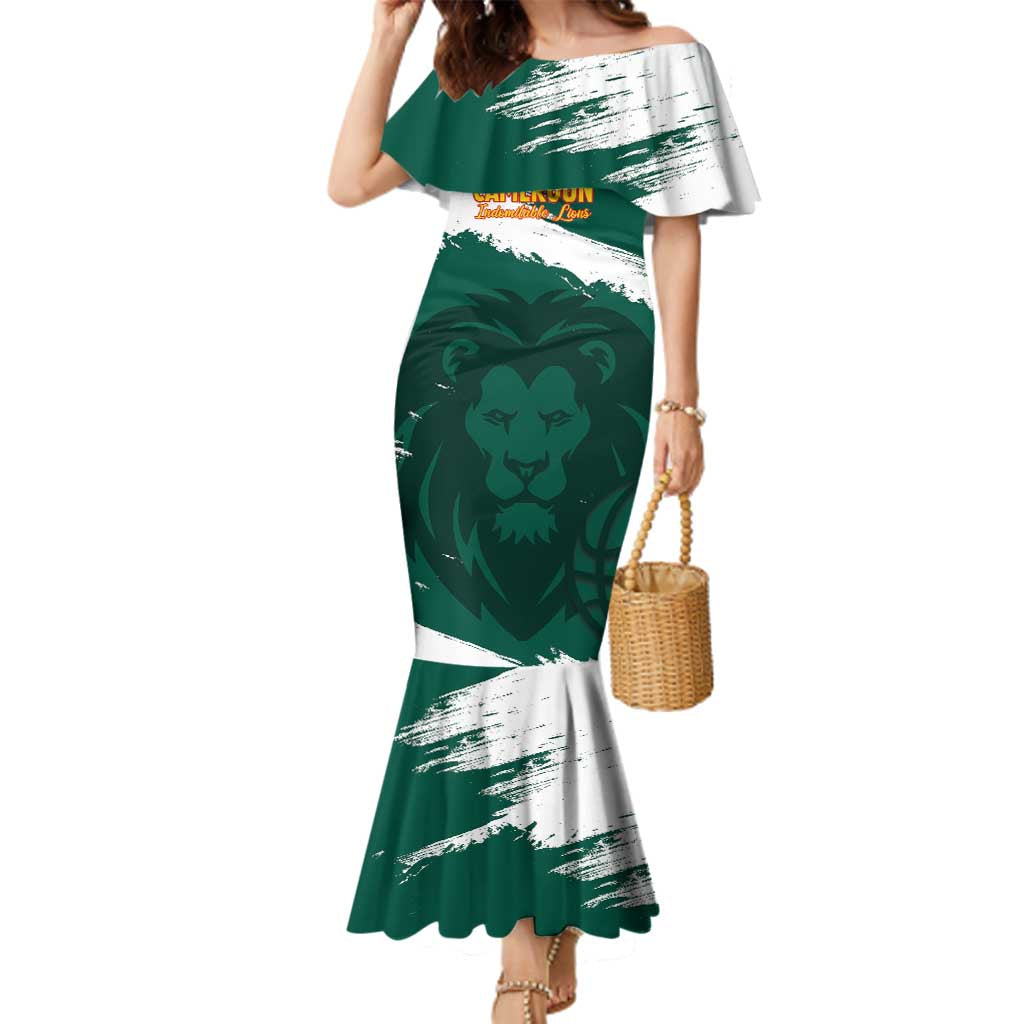 Cameroon Basketball Custom Family Matching Mermaid Dress and Hawaiian Shirt Come On Indomitable Lions - Wonder Print Shop