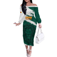Cameroon Basketball Custom Family Matching Off The Shoulder Long Sleeve Dress and Hawaiian Shirt Come On Indomitable Lions - Wonder Print Shop