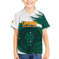 Cameroon Basketball Custom Family Matching Off The Shoulder Long Sleeve Dress and Hawaiian Shirt Come On Indomitable Lions - Wonder Print Shop