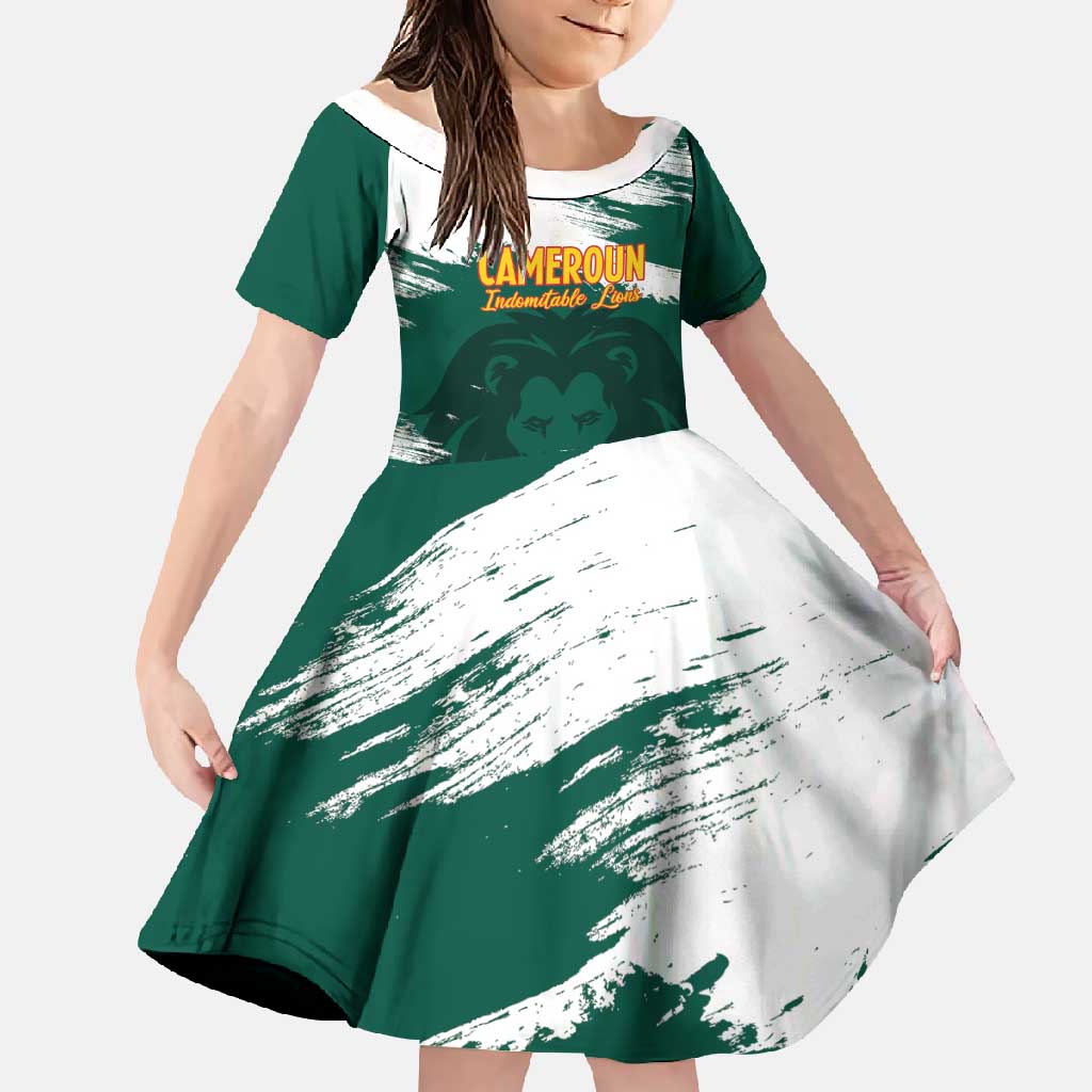 Cameroon Basketball Custom Family Matching Off Shoulder Maxi Dress and Hawaiian Shirt Come On Indomitable Lions - Wonder Print Shop