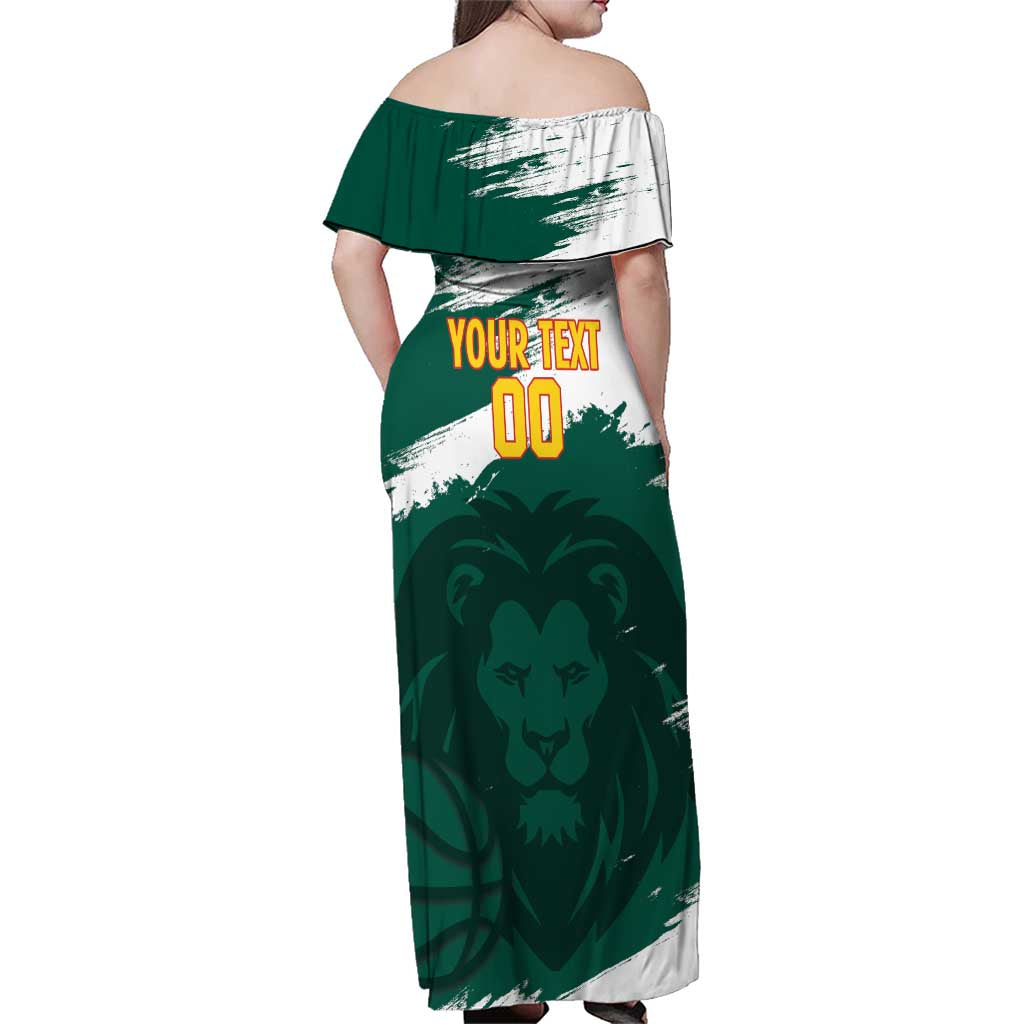 Cameroon Basketball Custom Family Matching Off Shoulder Maxi Dress and Hawaiian Shirt Come On Indomitable Lions - Wonder Print Shop