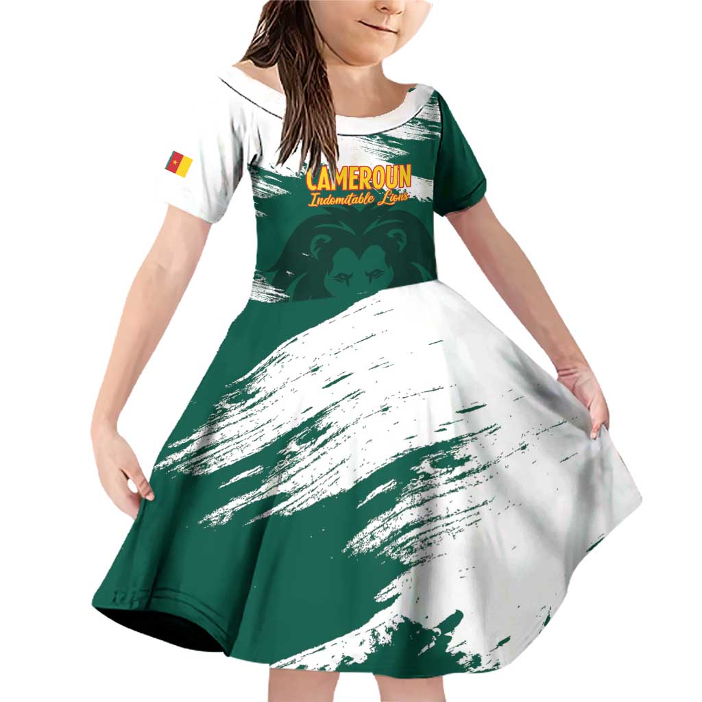 Cameroon Basketball Custom Family Matching Off Shoulder Short Dress and Hawaiian Shirt Come On Indomitable Lions - Wonder Print Shop