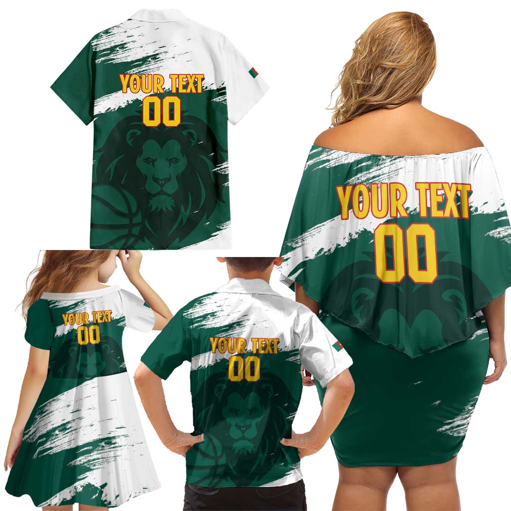 Cameroon Basketball Custom Family Matching Off Shoulder Short Dress and Hawaiian Shirt Come On Indomitable Lions - Wonder Print Shop