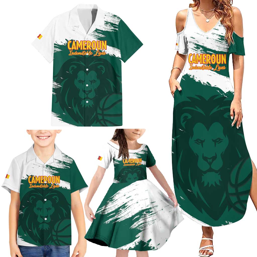 Cameroon Basketball Custom Family Matching Summer Maxi Dress and Hawaiian Shirt Come On Indomitable Lions - Wonder Print Shop