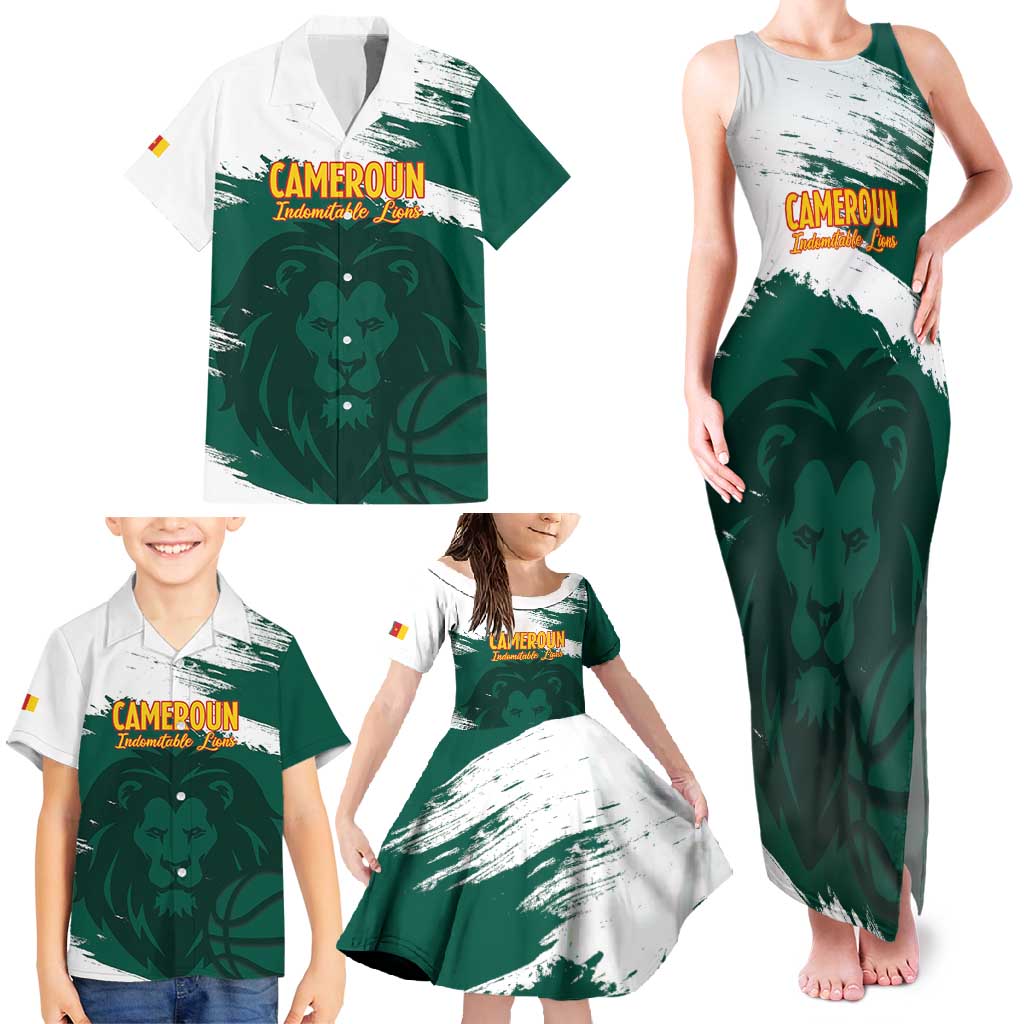 Cameroon Basketball Custom Family Matching Tank Maxi Dress and Hawaiian Shirt Come On Indomitable Lions - Wonder Print Shop