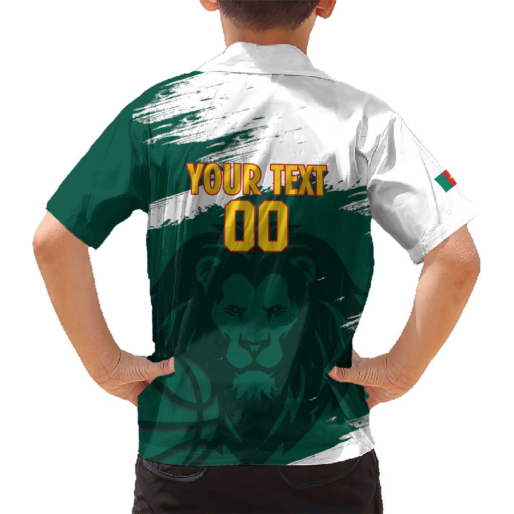 Cameroon Basketball Custom Kid Hawaiian Shirt Come On Indomitable Lions - Wonder Print Shop