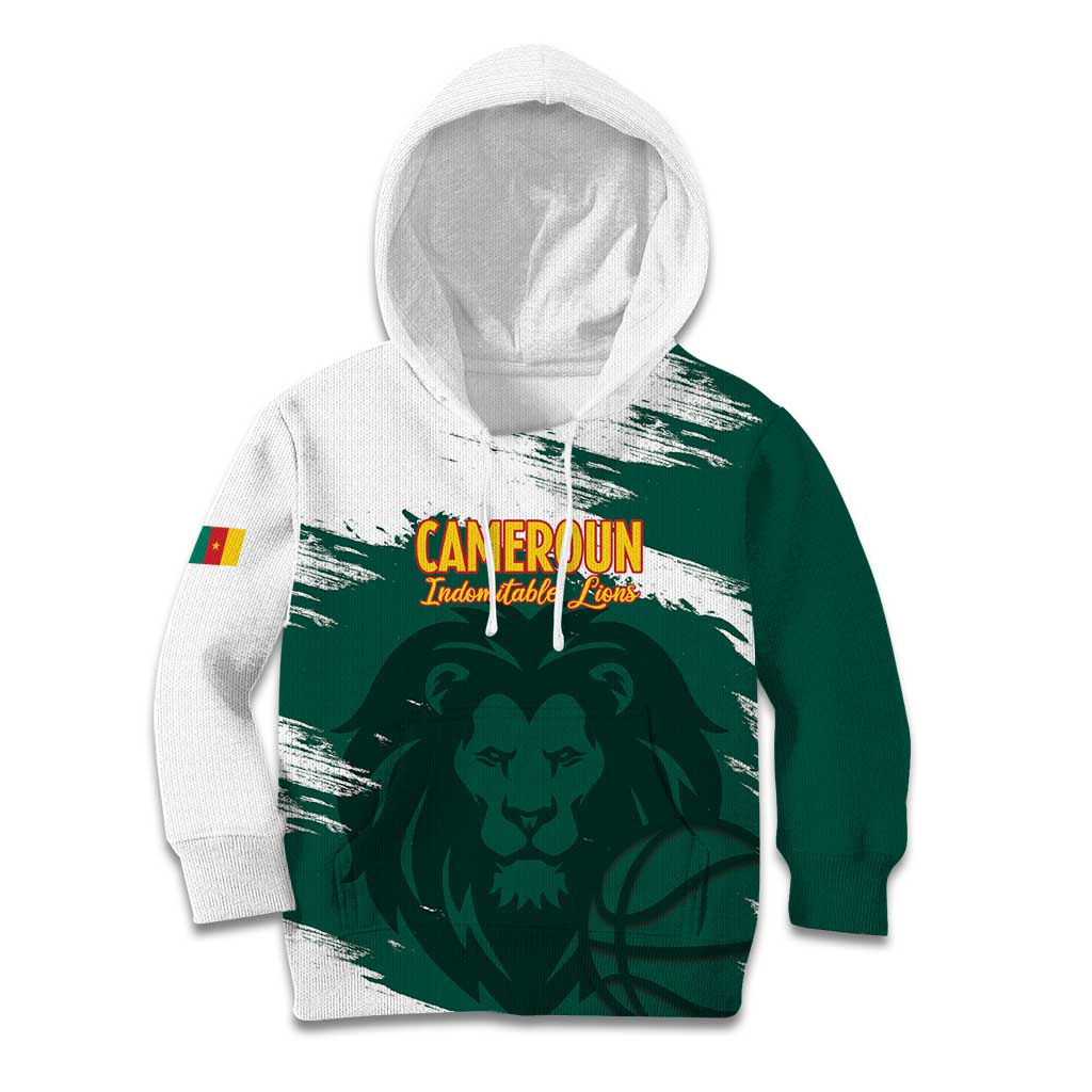 Cameroon Basketball Custom Kid Hoodie Come On Indomitable Lions - Wonder Print Shop