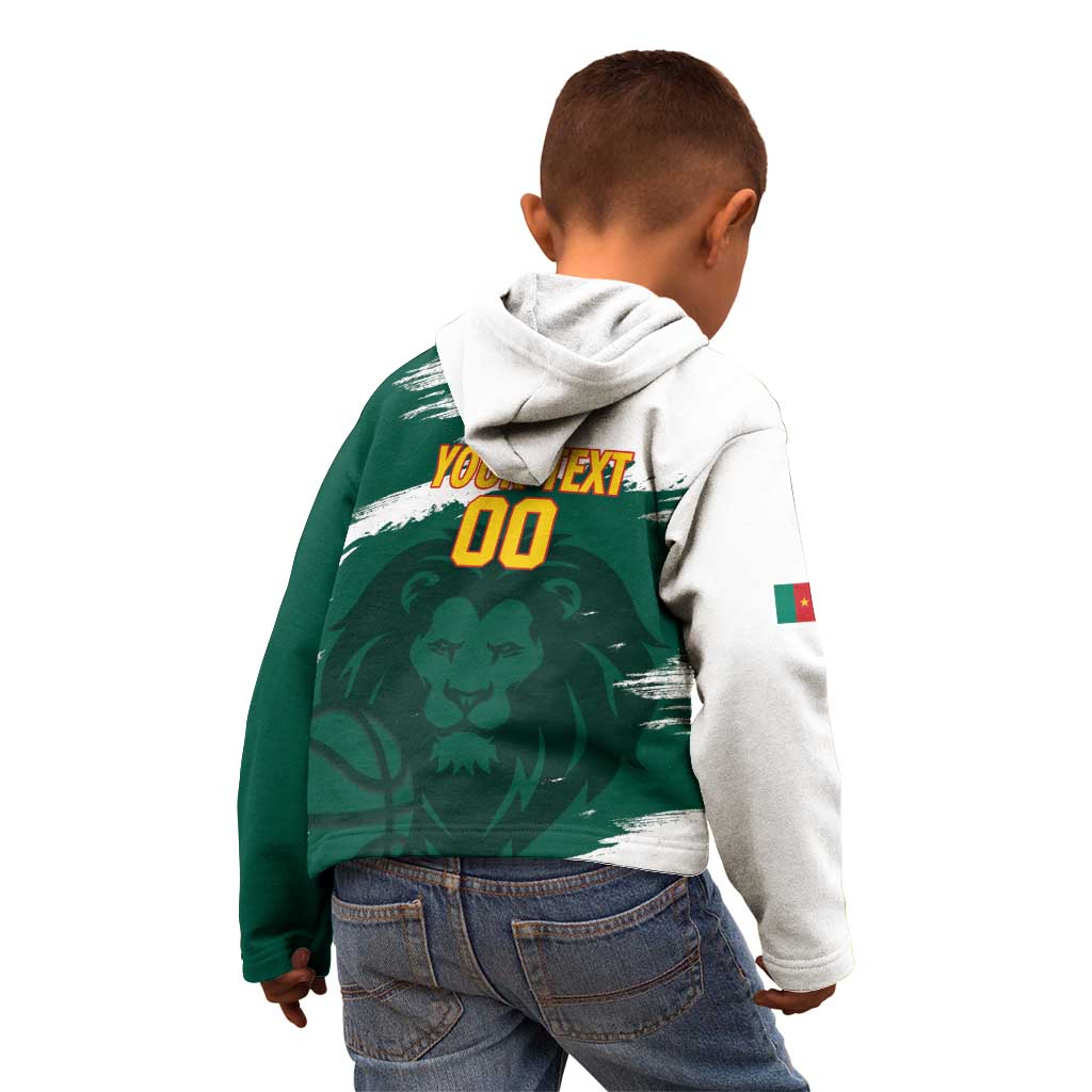 Cameroon Basketball Custom Kid Hoodie Come On Indomitable Lions - Wonder Print Shop