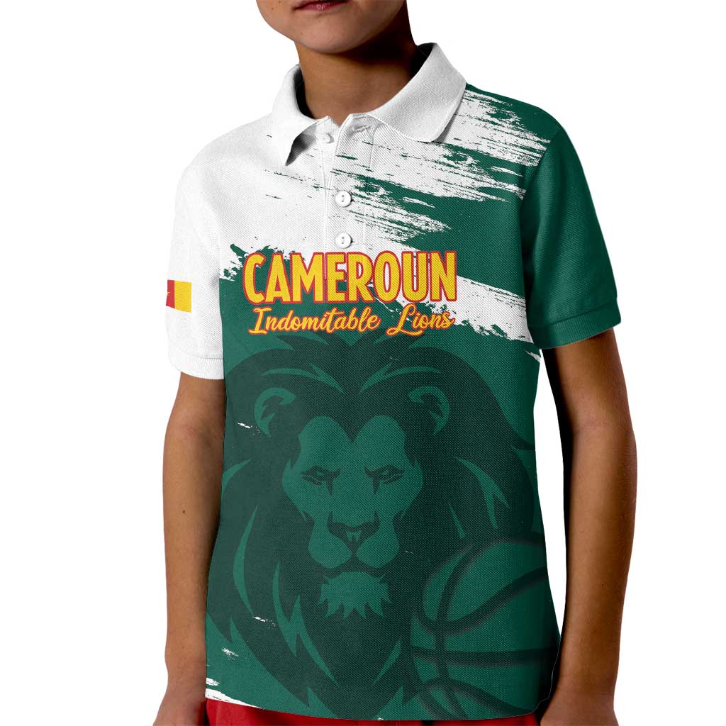 Cameroon Basketball Custom Kid Polo Shirt Come On Indomitable Lions - Wonder Print Shop