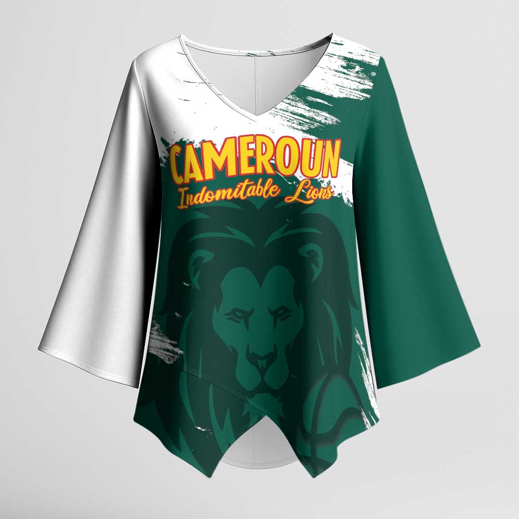 Cameroon Basketball Custom Kimono Sleeve Blouse Come On Indomitable Lions - Wonder Print Shop
