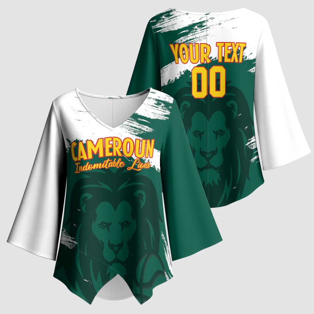Cameroon Basketball Custom Kimono Sleeve Blouse Come On Indomitable Lions - Wonder Print Shop