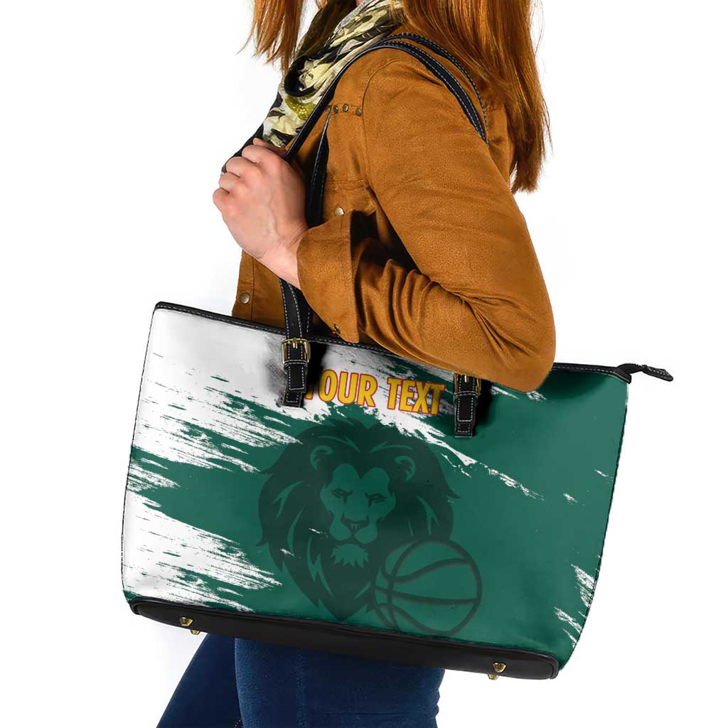 Cameroon Basketball Custom Leather Tote Bag Come On Indomitable Lions - Wonder Print Shop