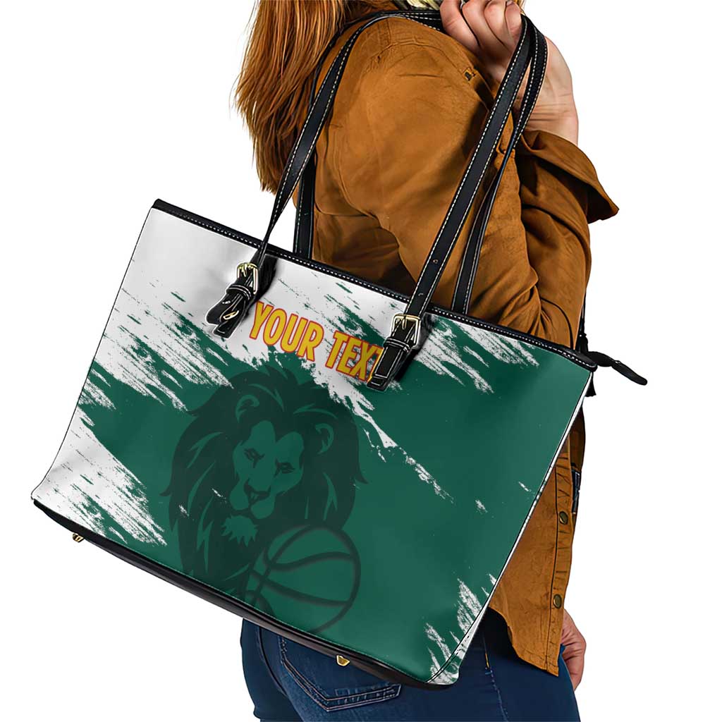 Cameroon Basketball Custom Leather Tote Bag Come On Indomitable Lions - Wonder Print Shop