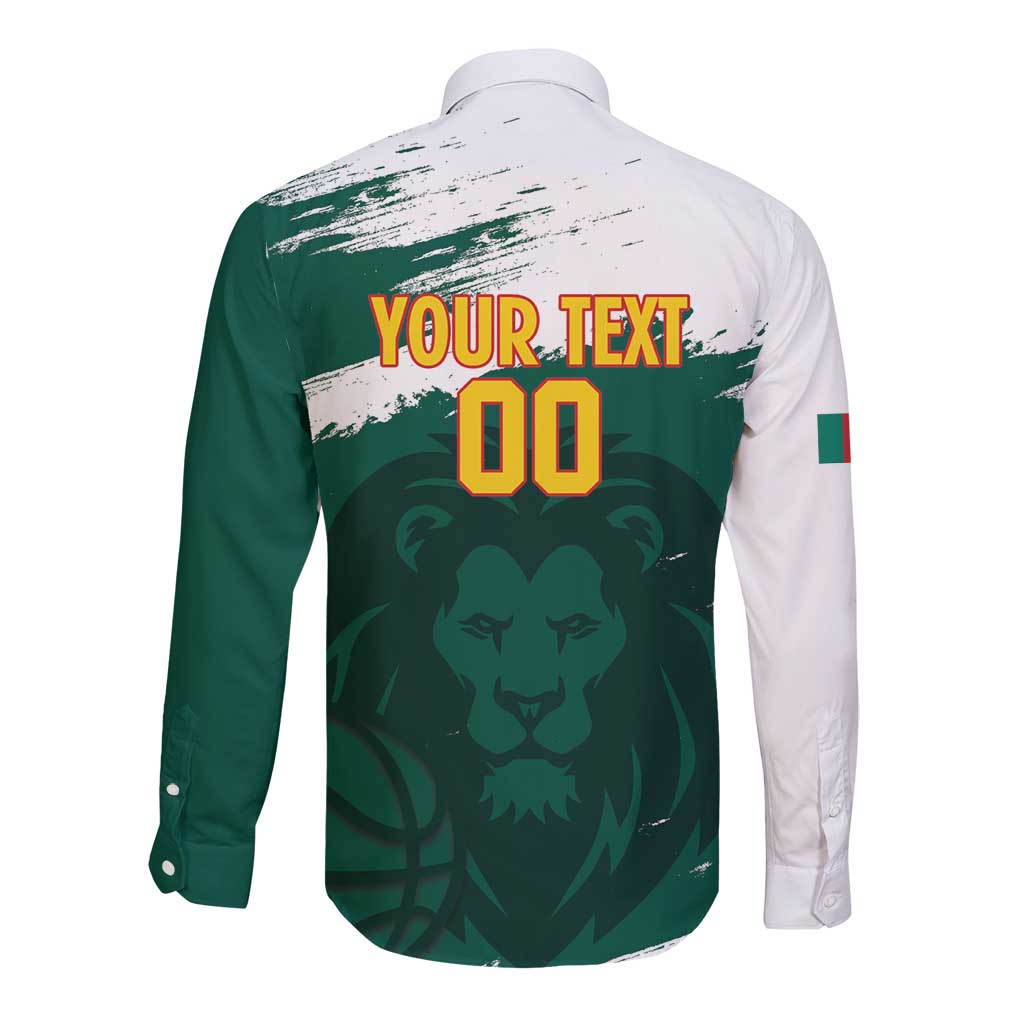 Cameroon Basketball Custom Long Sleeve Button Shirt Come On Indomitable Lions - Wonder Print Shop