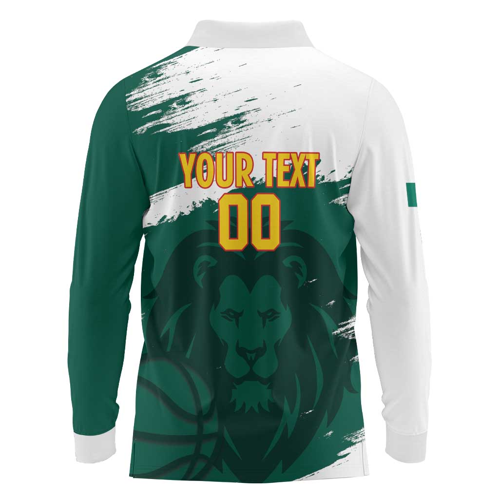 Cameroon Basketball Custom Long Sleeve Polo Shirt Come On Indomitable Lions - Wonder Print Shop