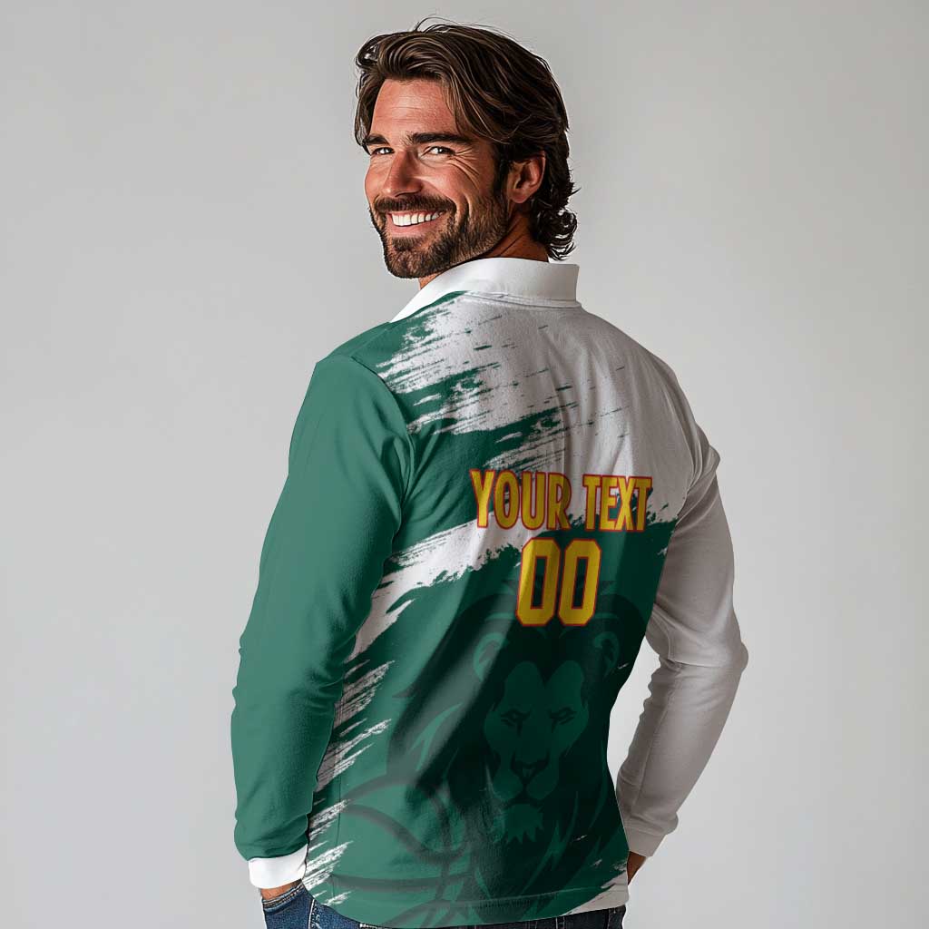 Cameroon Basketball Custom Long Sleeve Polo Shirt Come On Indomitable Lions - Wonder Print Shop