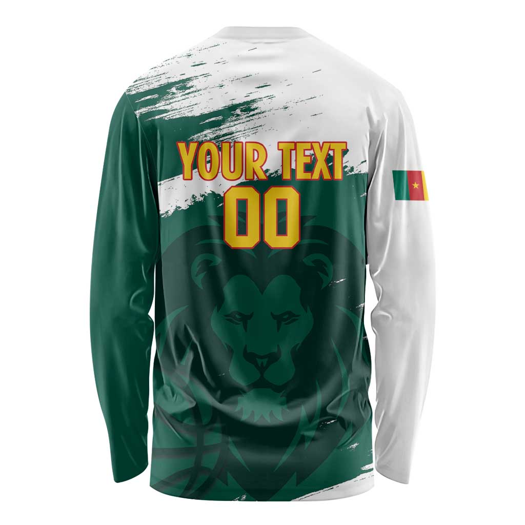 Cameroon Basketball Custom Long Sleeve Shirt Come On Indomitable Lions - Wonder Print Shop