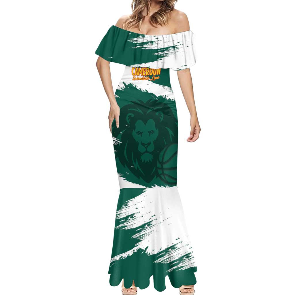 Cameroon Basketball Custom Mermaid Dress Come On Indomitable Lions - Wonder Print Shop