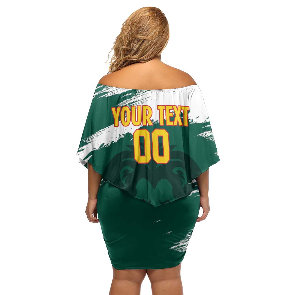 Cameroon Basketball Custom Off Shoulder Short Dress Come On Indomitable Lions - Wonder Print Shop