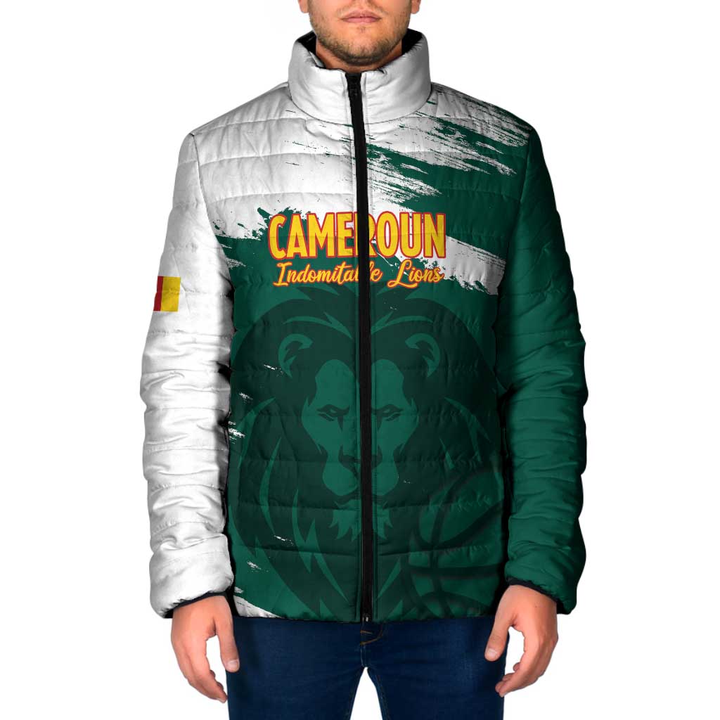 Cameroon Basketball Custom Padded Jacket Come On Indomitable Lions - Wonder Print Shop