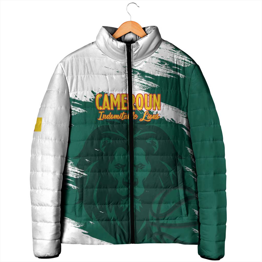 Cameroon Basketball Custom Padded Jacket Come On Indomitable Lions - Wonder Print Shop