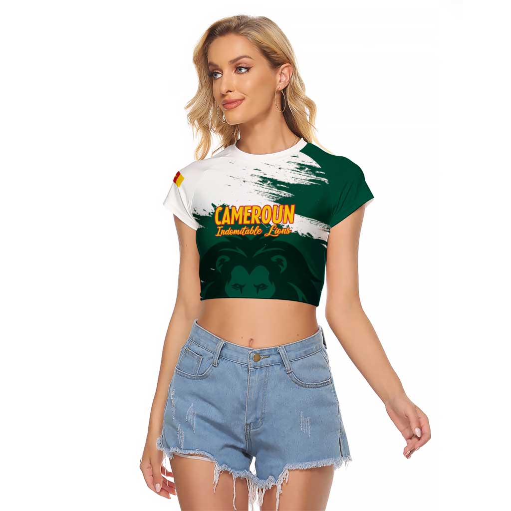 Cameroon Basketball Custom Raglan Cropped T Shirt Come On Indomitable Lions - Wonder Print Shop